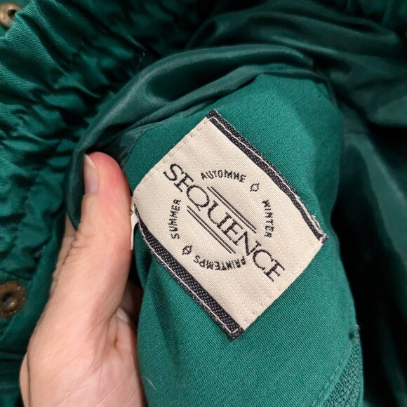 Sequence 80s Windbreaker Jacket Dark Forest Green VINTAGE Size 8-10 - Picture 3 of 4